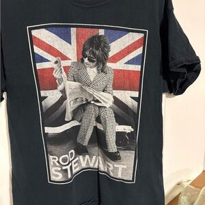 Rod Stewart Black T-Shirt with Graphic Print